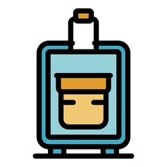 Travel bag icon. Outline travel bag vector icon color flat isolated