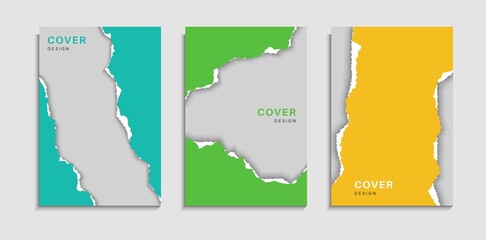 Minimal Colorful Set Of Abstract Paper Torn Cover Template