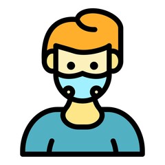 Boy with mask icon. Outline boy with mask vector icon color flat isolated