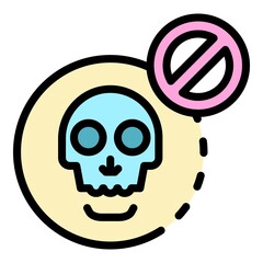 No death icon. Outline no death vector icon color flat isolated