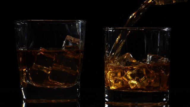 Bartender Serve Whiskey, on wood bar,