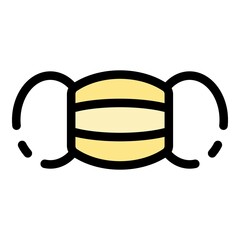 Surgical mask icon. Outline surgical mask vector icon color flat isolated