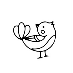 Cute birds in doodle style. Simple decor for a festive Christmas and New Years. Vector illustration isolated on white background.