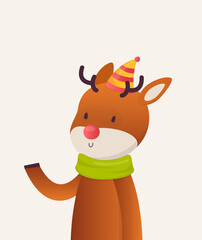 Christmas deer. Christmas card. Vector illustration