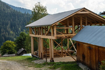 roof and wooden beams part of house construction traditional european