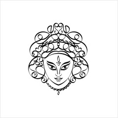 Durga Calligraphic Goddess Of Power, Divine Mother Of The Universe