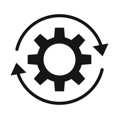 Development icon. Workflow process icon in flat style. Gear cog wheel with arrows vector illustration on white isolated background. Workflow business concept.