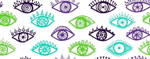 Naklejka premium Different female eyes abstract repeatable