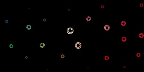 Dark green, red vector backdrop with virus symbols.