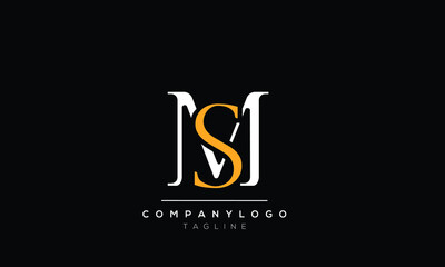 
Abstract Letter Initial MS SM Vector Logo Design Template