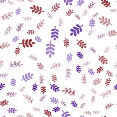 Dark Blue, Red vector seamless elegant wallpaper with leaves, branches.