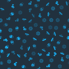 Set Water drop, Cloud with snow, Snowflake and Windy weather on seamless pattern. Vector