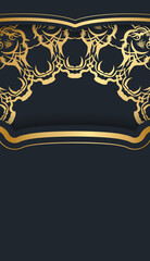 Postcard template in black with Greek gold pattern for your brand.