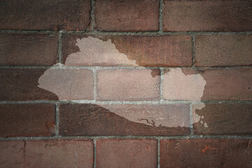 map of el salvador on a old brick wall