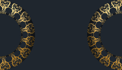 Postcard template in black with Indian gold pattern for your brand.