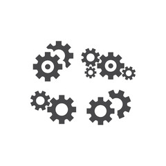 Cogs and gear setup black vector icon. Cogwheel and gears web symbol.