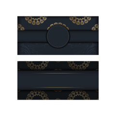 Black color brochure template with luxury gold pattern for your design.