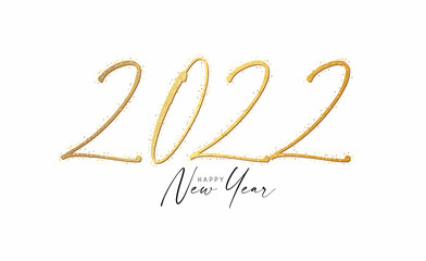 Obraz na płótnie Canvas Happy 2022 New Year Elegant Christmas congratulation with glitter effect