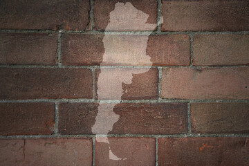 map of argentina on a old brick wall