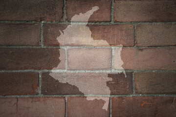 map of colombia on a old brick wall