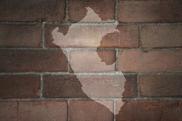 map of peru on a old brick wall
