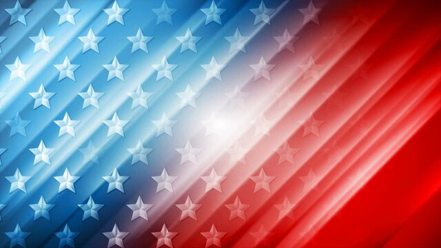 USA colors, stars and stripes abstract motion design. Independence Day modern background. Seamless looping. Video animation Ultra HD 4K 3840x2160