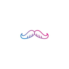 Mustache outline gradient icon vector