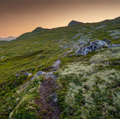 Scandinavian mountains in the area of Gaustatoppen on Lake Heddevatn