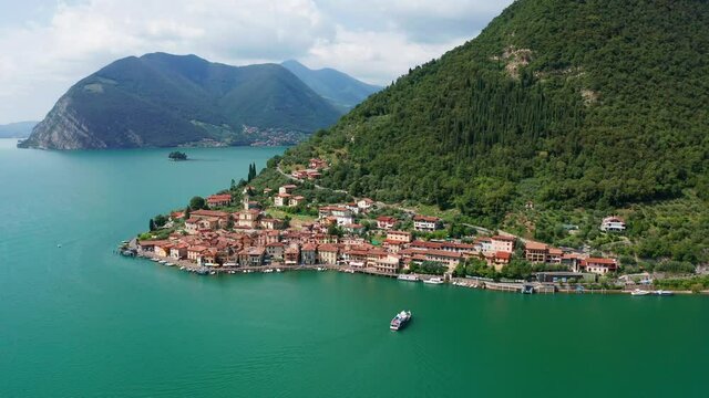 Aerial 4K, Iseo Lake, Italy, Peschiera Maraglio