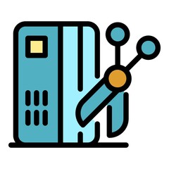 Cut credit card icon. Outline cut credit card vector icon color flat isolated