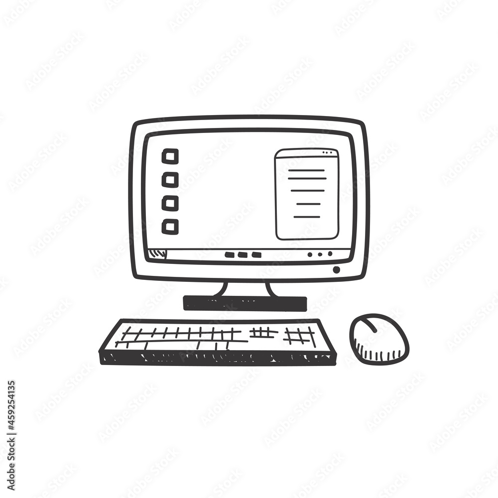 Canvas Prints computer icon in doodle style isolated on white background