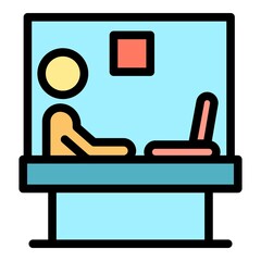 Cashier worker icon. Outline cashier worker vector icon color flat isolated