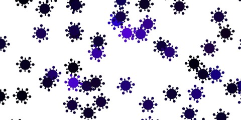 Light purple, pink vector background with covid-19 symbols.