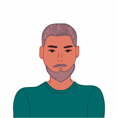 Young man user avatar. Flat stock vector illustration.