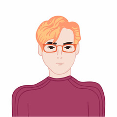 Young man user avatar. Flat stock vector illustration.