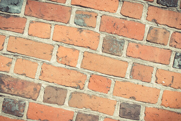 Closeup of old brick wall as background texture