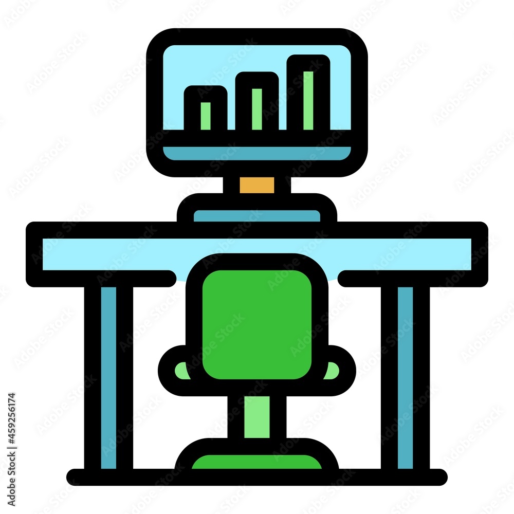 Poster trader home desktop icon. outline trader home desktop vector icon color flat isolated