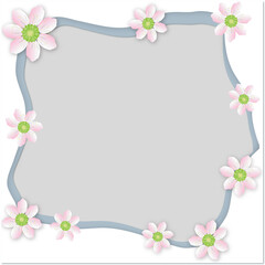 Frame with pink flowers (christmas rose). Illustration