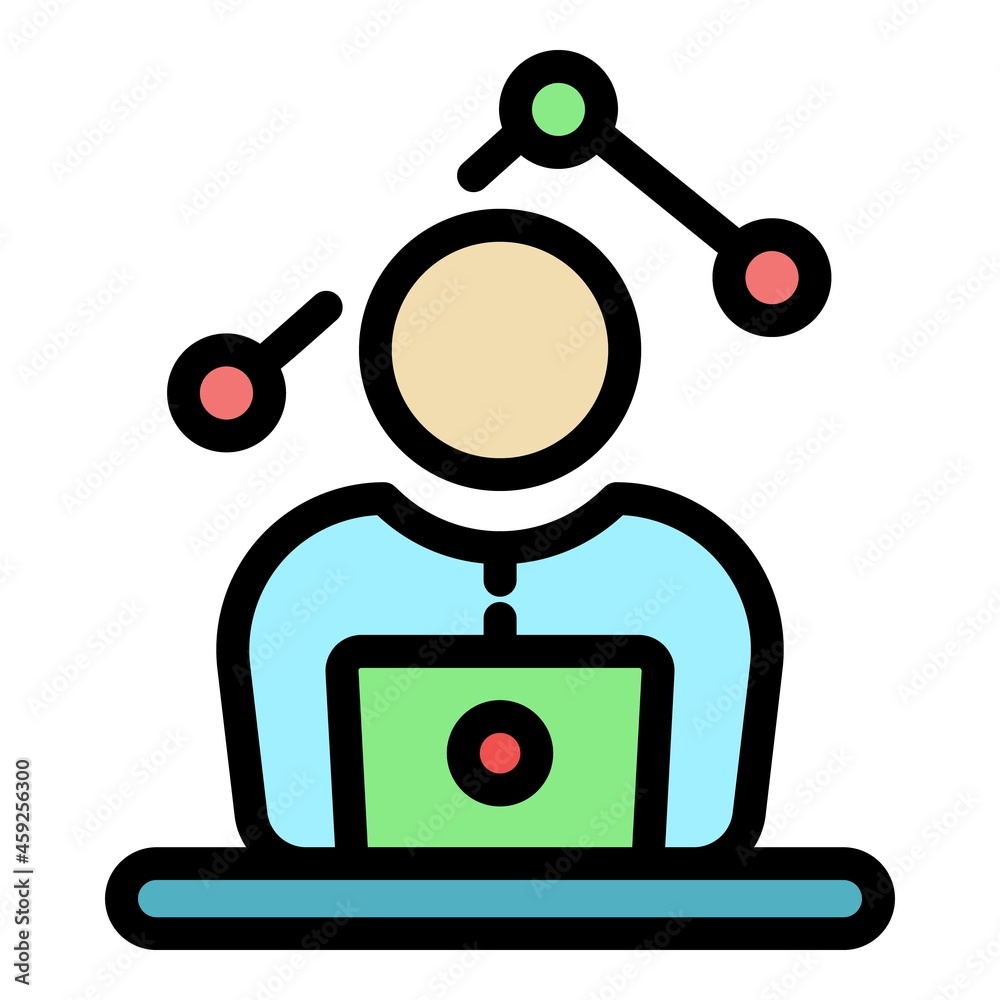 Poster laptop modern trader icon. outline laptop modern trader vector icon color flat isolated