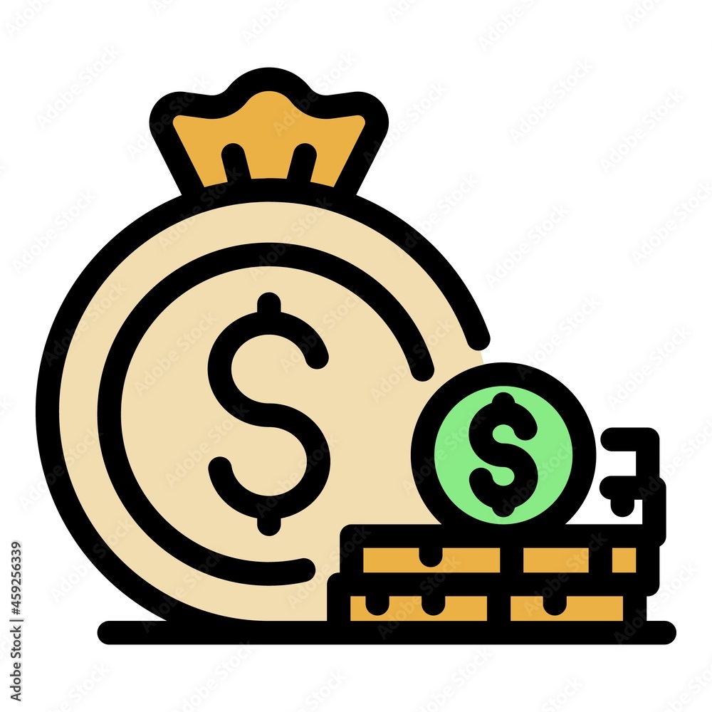 Poster trader coin stack icon. outline trader coin stack vector icon color flat isolated