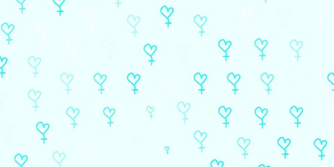 Light Blue, Green vector texture with women rights symbols.