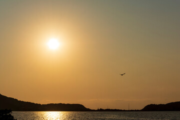 Gialova lagoon sunset. The Gialova lagoon is one of the most important wetlands in Europe.