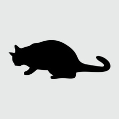 Cat Silhouette, Cat Isolated On White Background