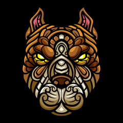 Fototapeta premium Pitbull head zentangle arts. Vector illustration