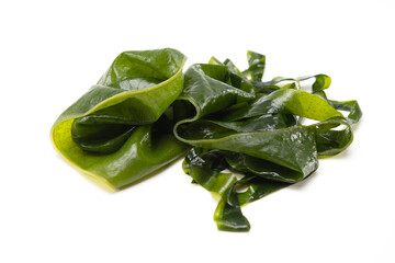 Fresh seaweed wakame isolated on white background. Healthy japanese food