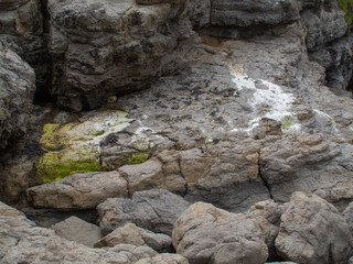 Tereñes, Ribadesella, Asturias, ROCAS EN LA PLAYA, fósiles, fósiles prehistóricos, huellas dinosaurio, mar