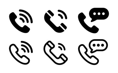 Phone call icons set. Contact us symbol vector isolated on white background.