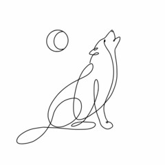 One line wolf logo on a white background. © Abundzu