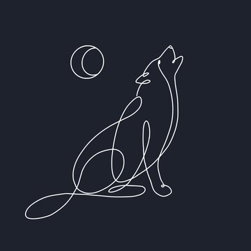 Single Line Wolf Logo.