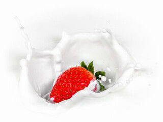 Strawberry splash in milk